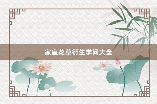 家庭花草衍生学问大全